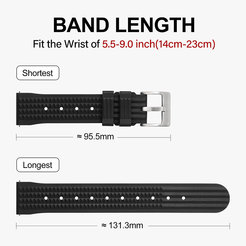 Watchdives Rubber Watch Strap | 20mm / 22mm IBRS006