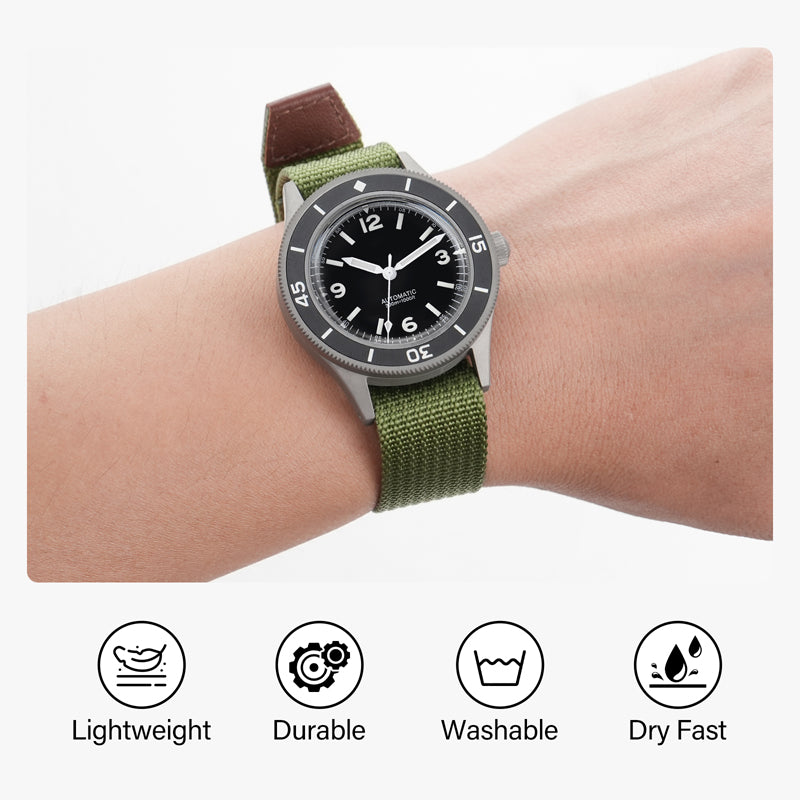 Nylon leather spliced watch strap IBSN009