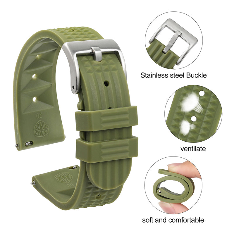 Watchdives Rubber Watch Strap | 20mm / 22mm IBRS006