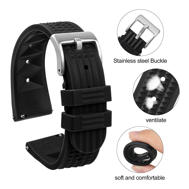 Watchdives Rubber Watch Strap | 20mm / 22mm IBRS006