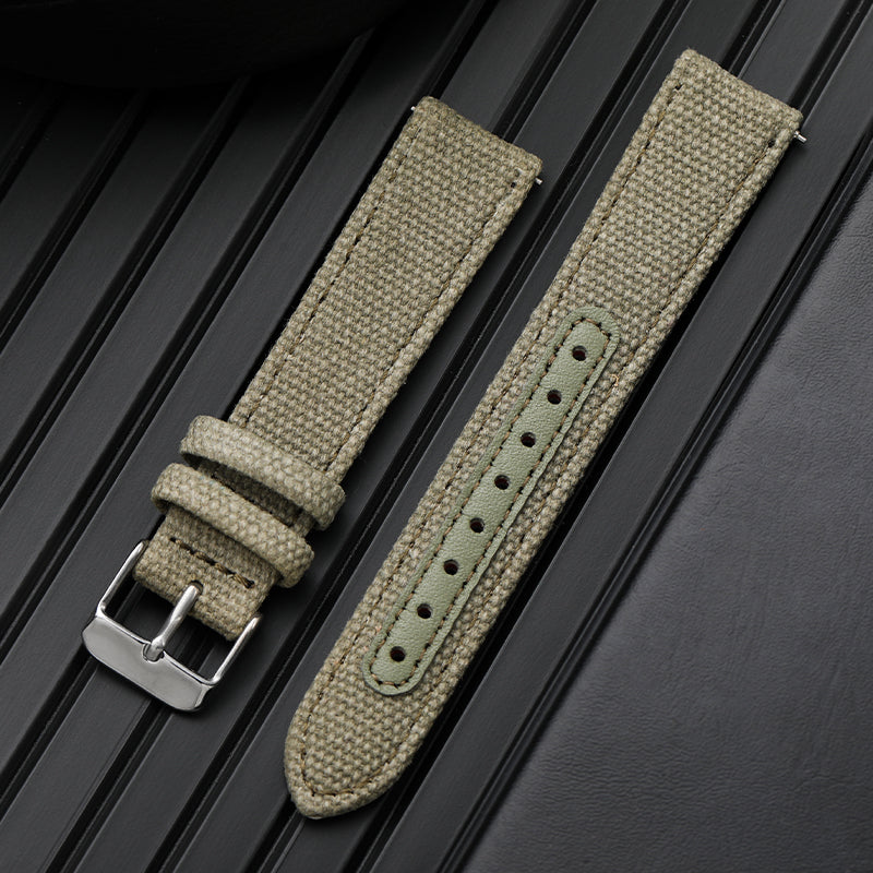 Leather Nylon Canvas Strap Watchband IBSN007