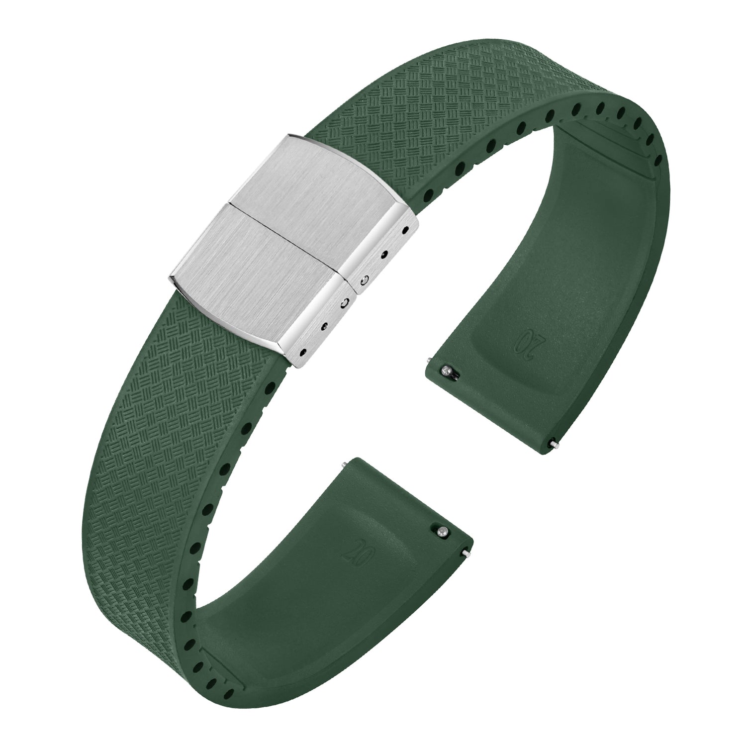 Ibenifit_Olive_Green_FKM_Fluoro_Rubber_Watch_Strap_Waterproof_3-iBenifit Strap Store