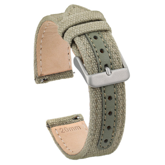 Leather Nylon Canvas Strap Watchband