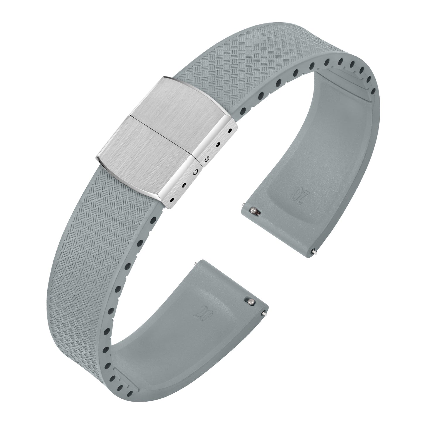 Ibenifit_Light_Grey_FKM_Rubber_Watch_Band_Breathable_Quick_Release_1-iBenifit Strap Store