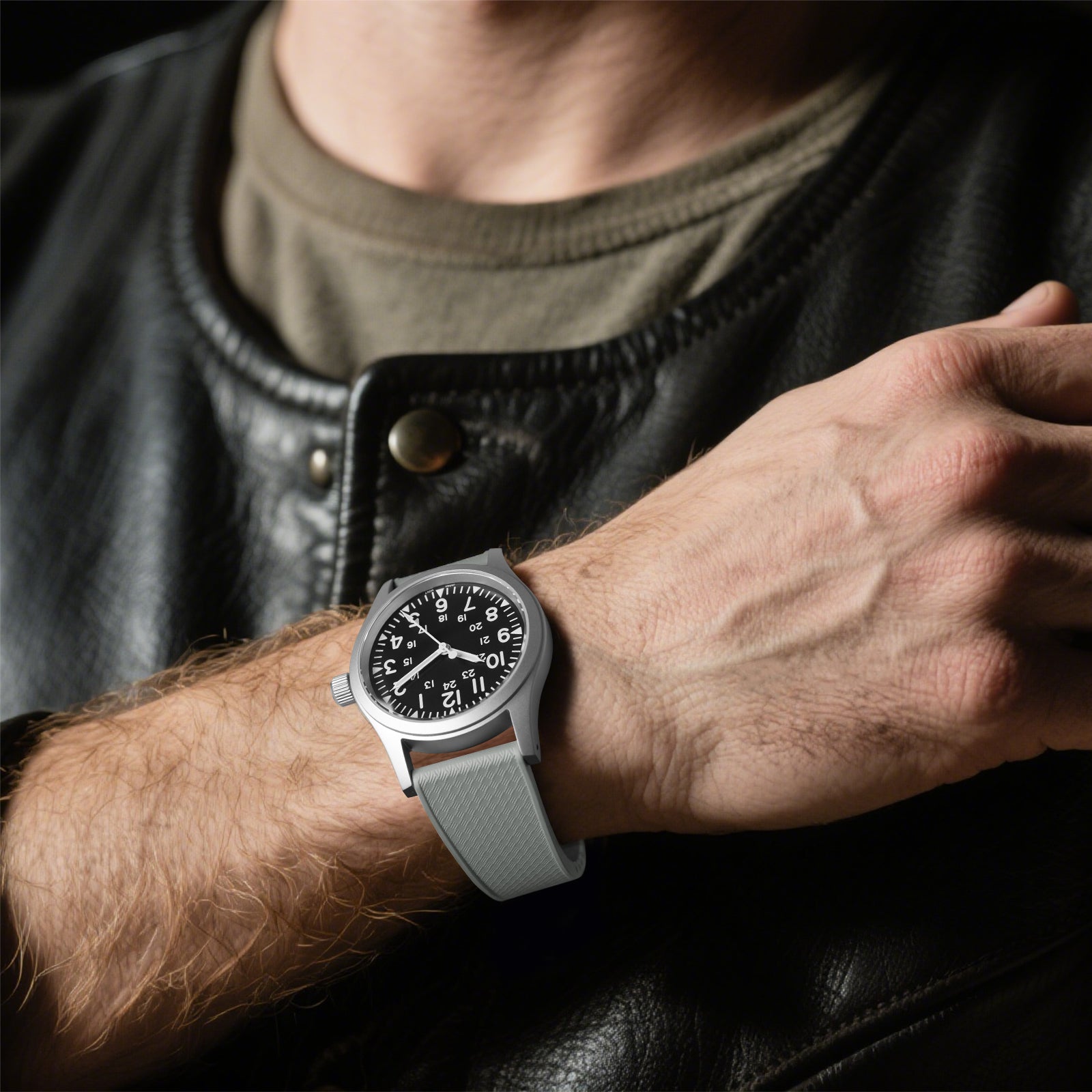 Ibenifit_Light_Grey_FKM_Rubber_Watch_Band_Breathable_Quick_Release_2-iBenifit Strap Store