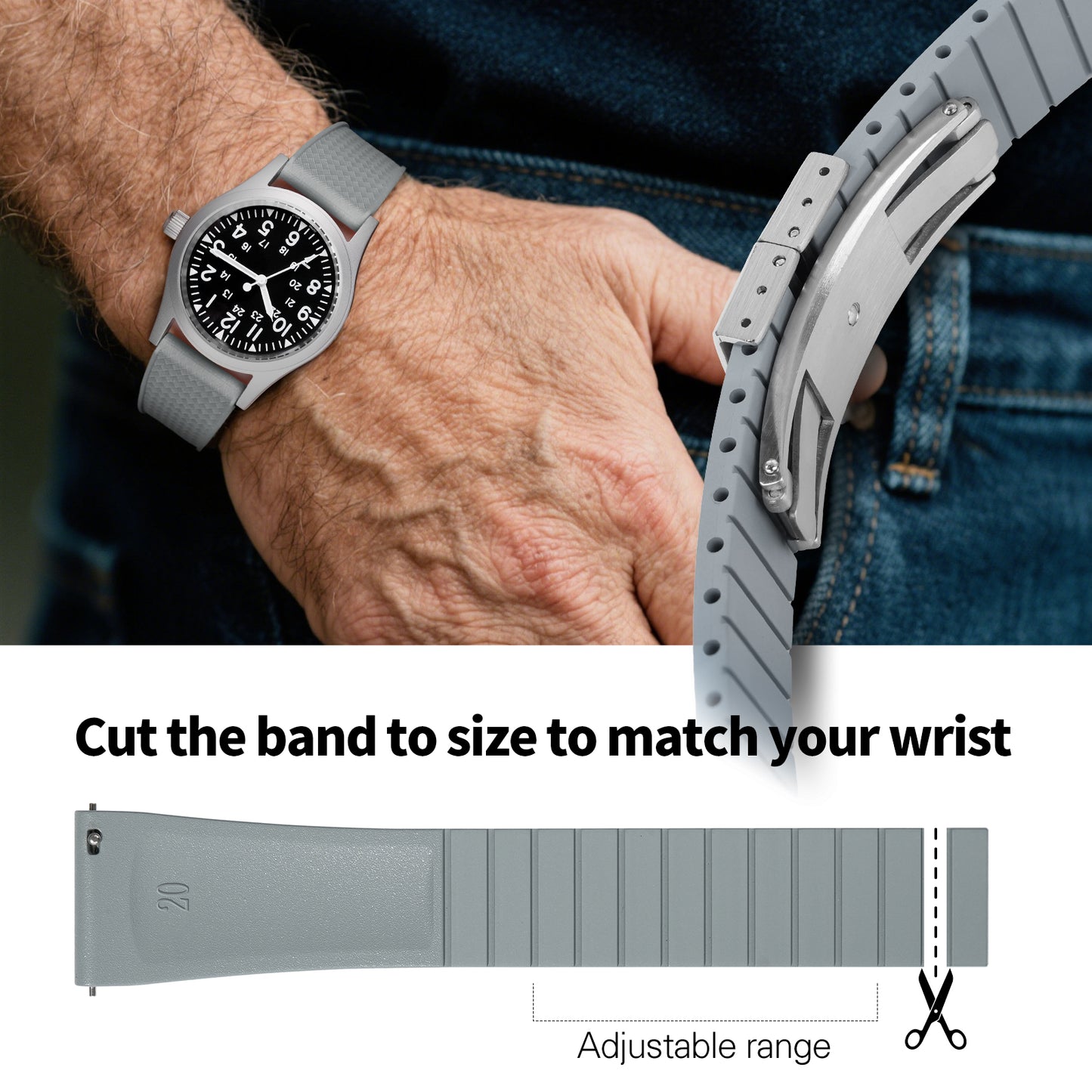 Ibenifit_Light_Grey_FKM_Rubber_Watch_Band_Breathable_Quick_Release_6-iBenifit Strap Store