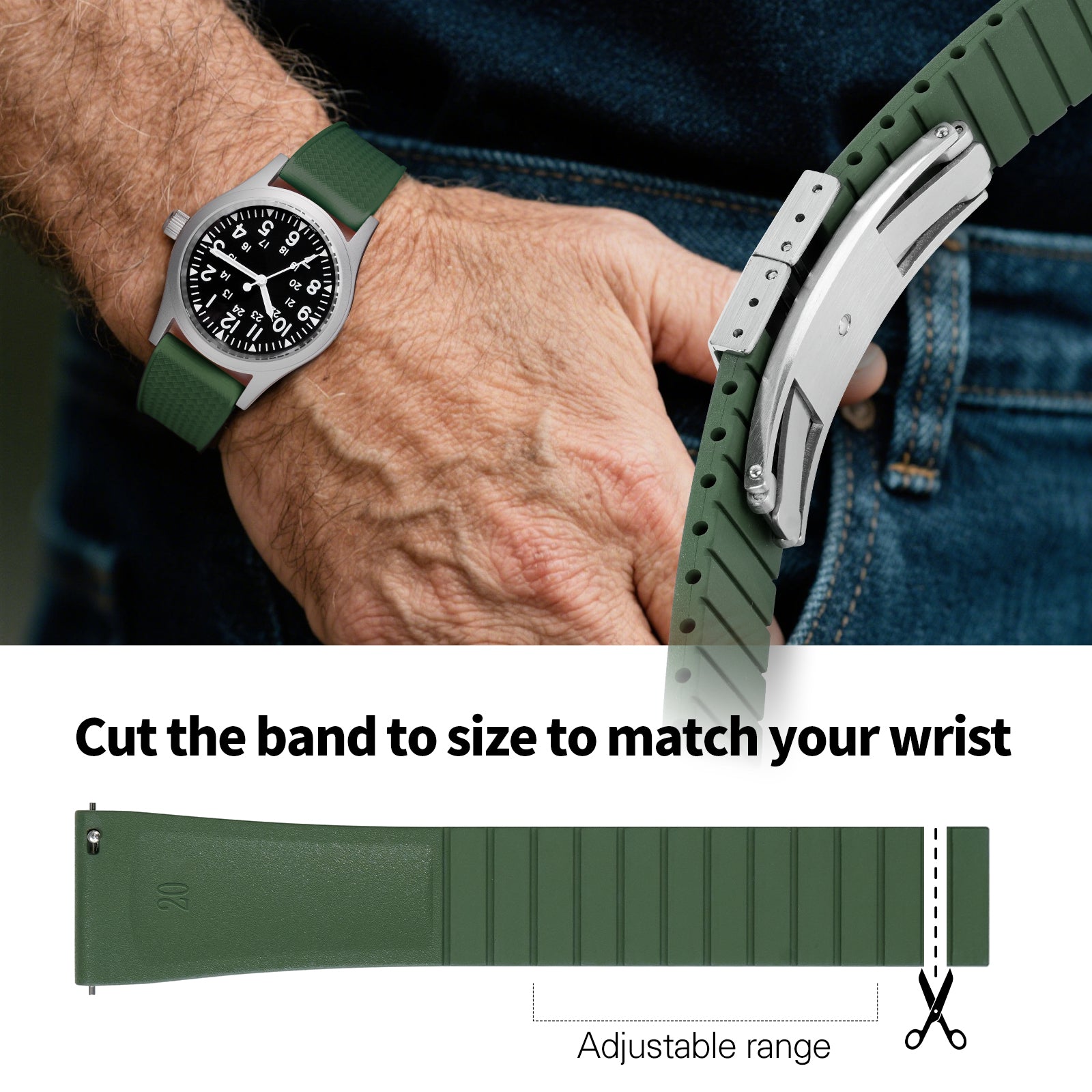 Ibenifit_Olive_Green_FKM_Fluoro_Rubber_Watch_Strap_Waterproof_1-iBenifit Strap Store