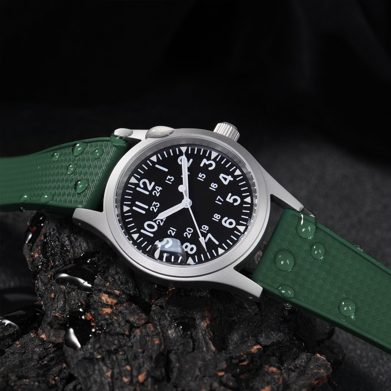 Ibenifit_Olive_Green_FKM_Fluoro_Rubber_Watch_Strap_Waterproof_5-iBenifit Strap Store