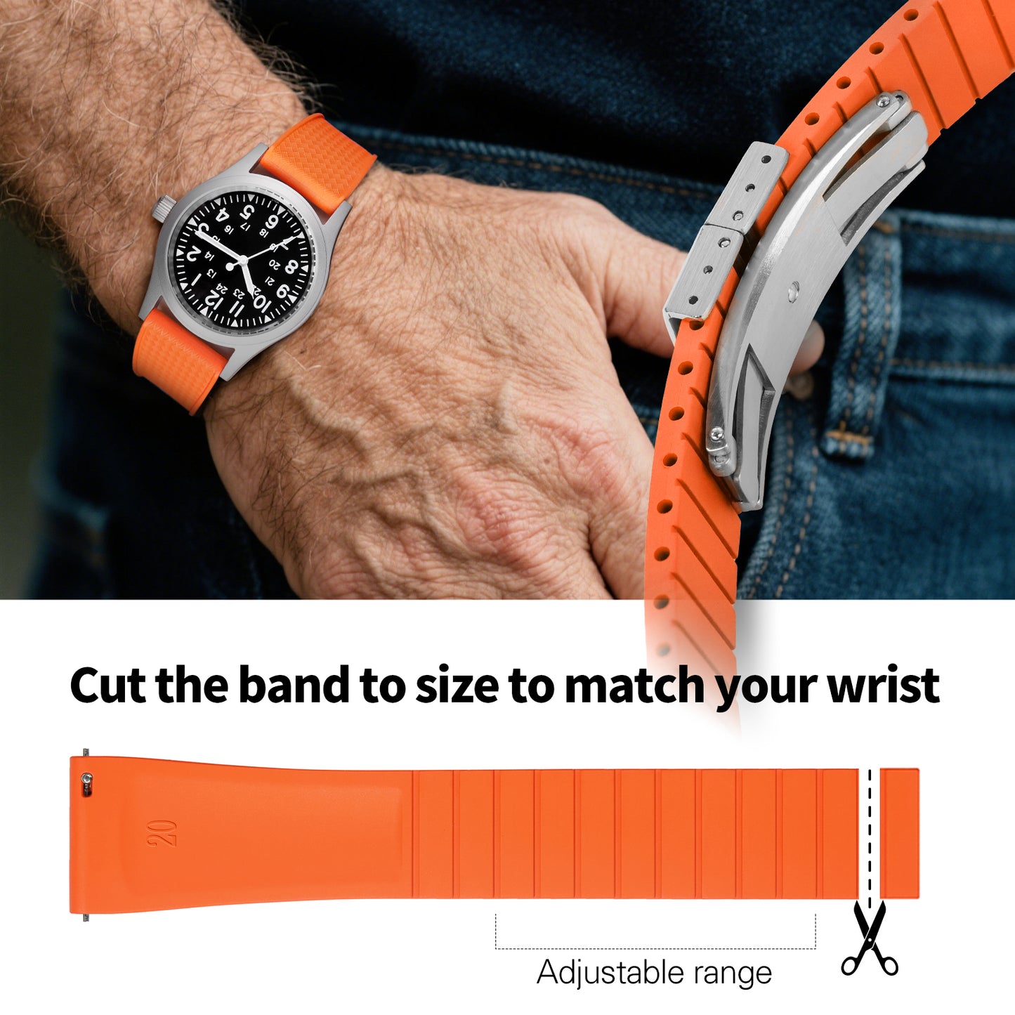 Ibenifit_Orange_FKM_Rubber_Watch_Strap_Bright_Resilient_2-iBenifit Strap Store