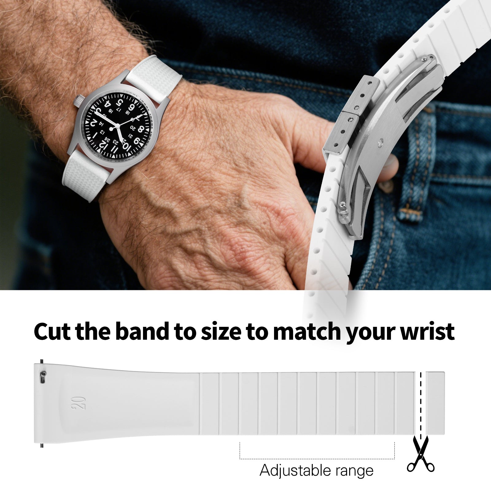 Ibenifit_White_FKM_Rubber_Watch_Strap_Clean_Design_Adjustable_Fit_2-iBenifit Strap Store