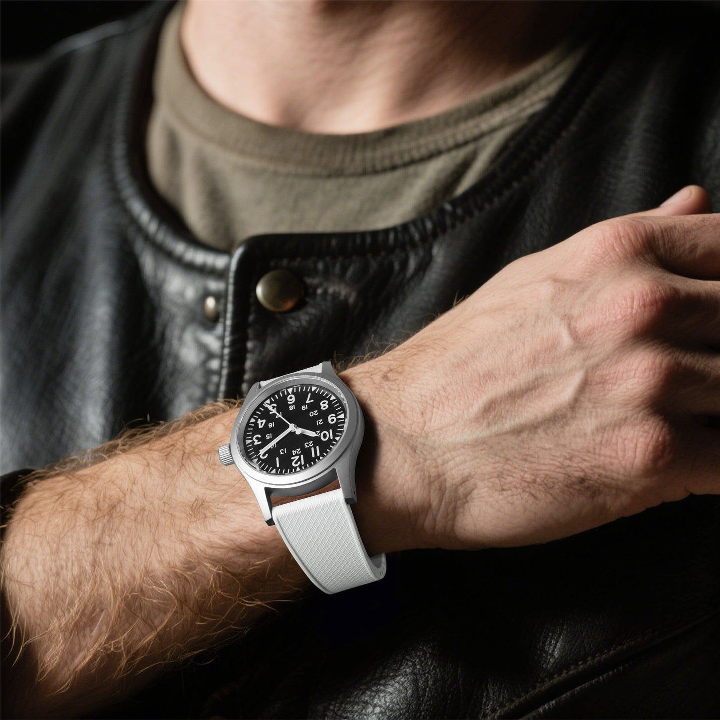 Ibenifit_White_FKM_Rubber_Watch_Strap_Clean_Design_Adjustable_Fit_5-iBenifit Strap Store