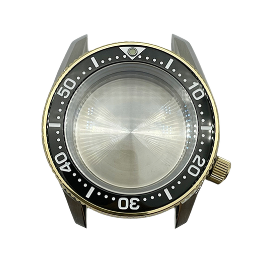 SPB185/SPB187 42mm Diver Watch Case – Fits NH35/NH36-Two-Tone Gold Bezel