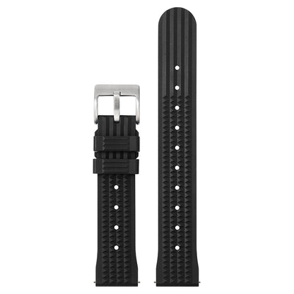 Watchdives black rubber watch strap with stainless steel buckle