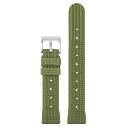 Watchdives green rubber watch strap with stainless steel buckle