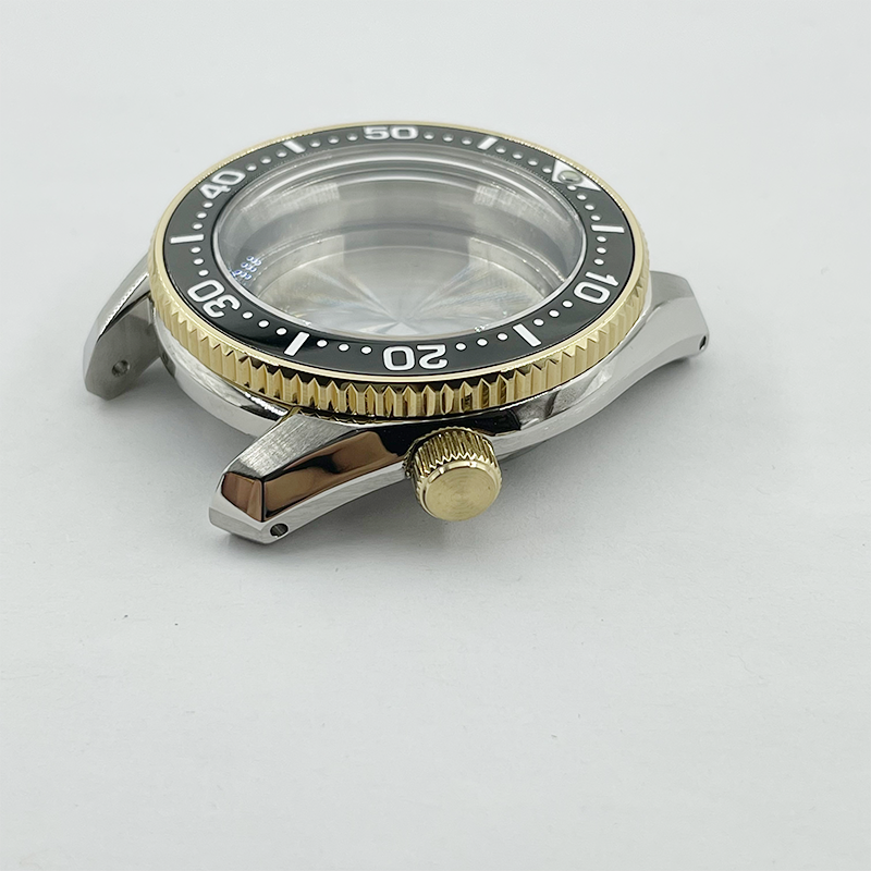 SPB185/SPB187 42mm Diver Watch Case – Fits NH35/NH36-Two-Tone Gold Bezel