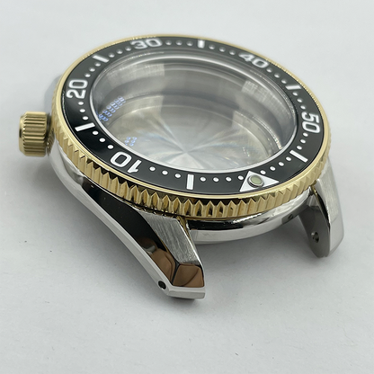 SPB185/SPB187 42mm Diver Watch Case – Fits NH35/NH36-Two-Tone Gold Bezel